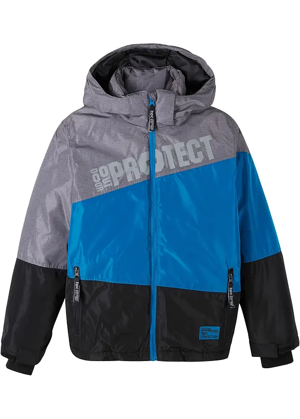 wasserdichte Winterjacke im Colourblocking mit Kapuze in schwarz von vorne - bonprix