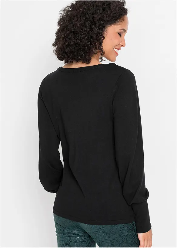Pullover mit Ballonärmeln in schwarz von hinten (im Anschnitt) - bonprix