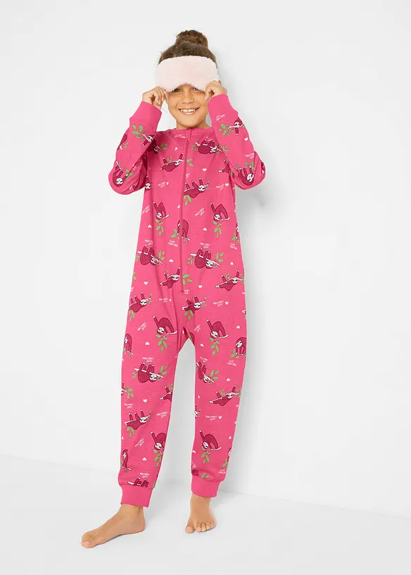 Schlafoverrall aus reiner Bio-Baumwolle in pink von vorne (Totalaufnahme) - bonprix