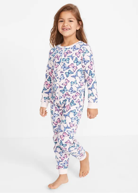 Schlafoverall aus reiner Bio-Baumwolle in rosa von vorne (Totalaufnahme) - bonprix