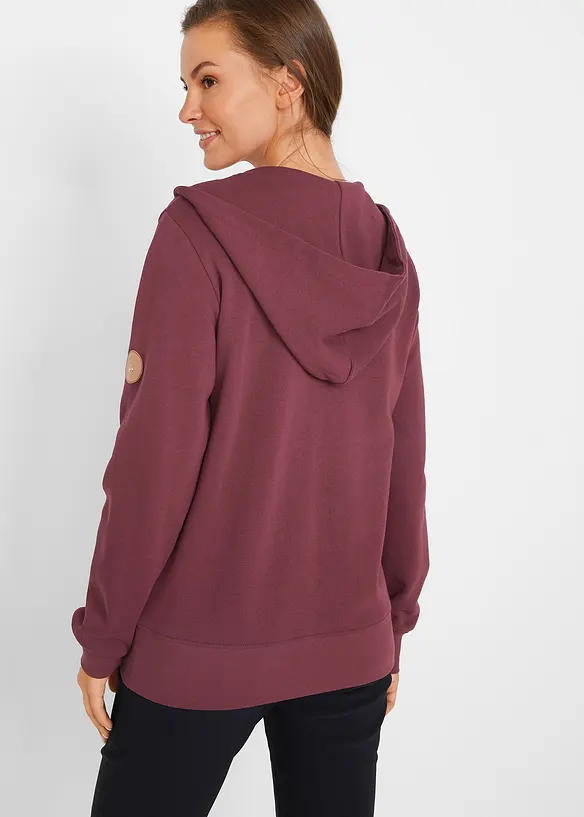 Kapuzen-Sweatjacke aus reiner Baumwolle in rot von hinten (im Anschnitt) - bonprix Kapuzen-Sweatjacke aus reiner Baumwolle in rot von hinten (im Anschnitt) - bonprix