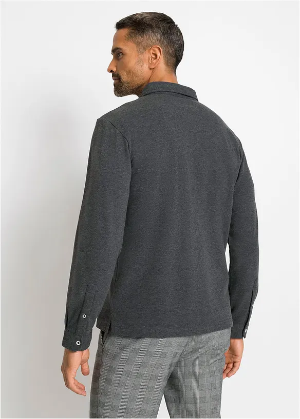 Poloshirt aus robustem Piqué in grau von hinten (im Anschnitt) - bonprix
