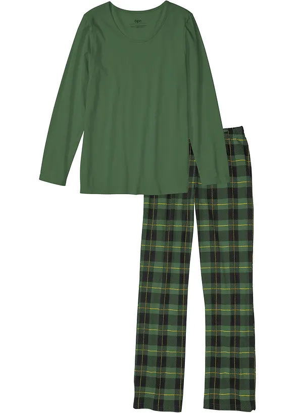 Pyjama aus reiner Bio-Baumwolle in schwarz von vorne - bonprix