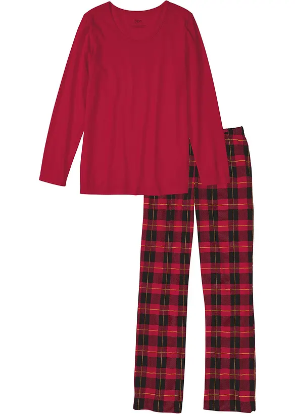 Pyjama aus reiner Bio-Baumwolle in rot von vorne - bonprix