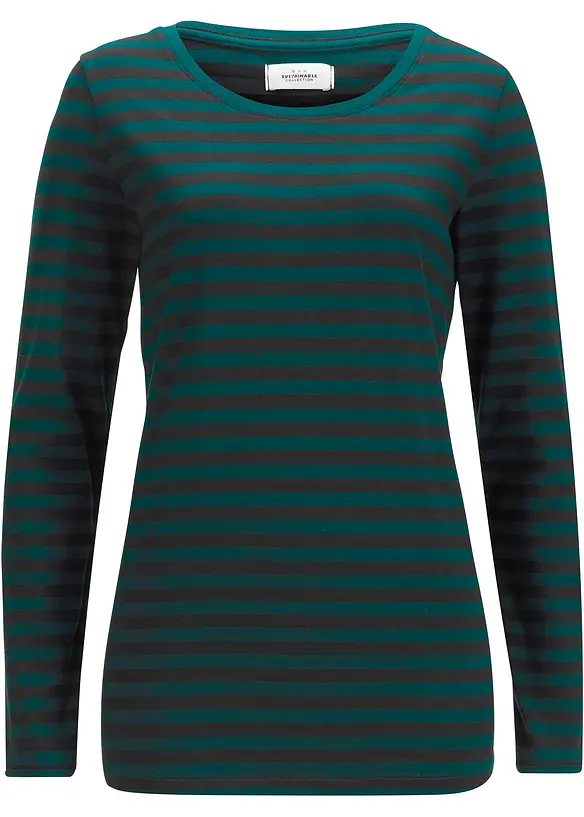 Langarmshirt mit reiner Bio-Baumwolle in schwarz von vorne - bonprix