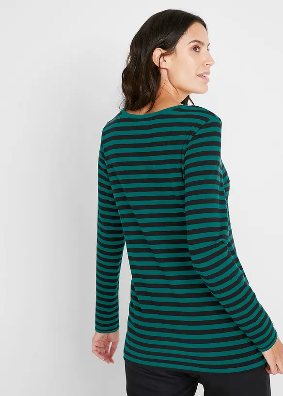 Langarmshirt mit reiner Bio-Baumwolle in schwarz von hinten (im Anschnitt) - bonprix