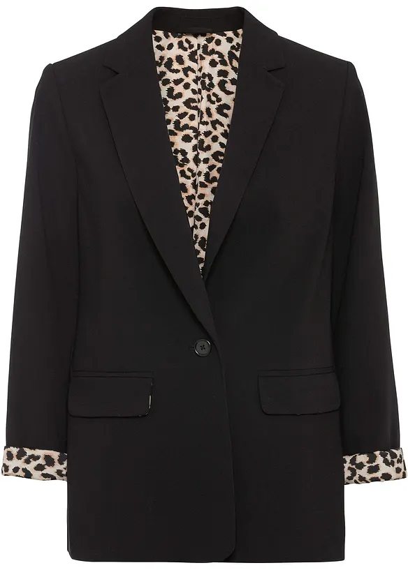 Longblazer aus fließendem Viskose-Mix in schwarz von vorne - bonprix