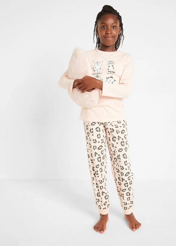 Pyjama aus reiner Bio-Baumwolle in rosa von vorne (Totalaufnahme) - bonprix