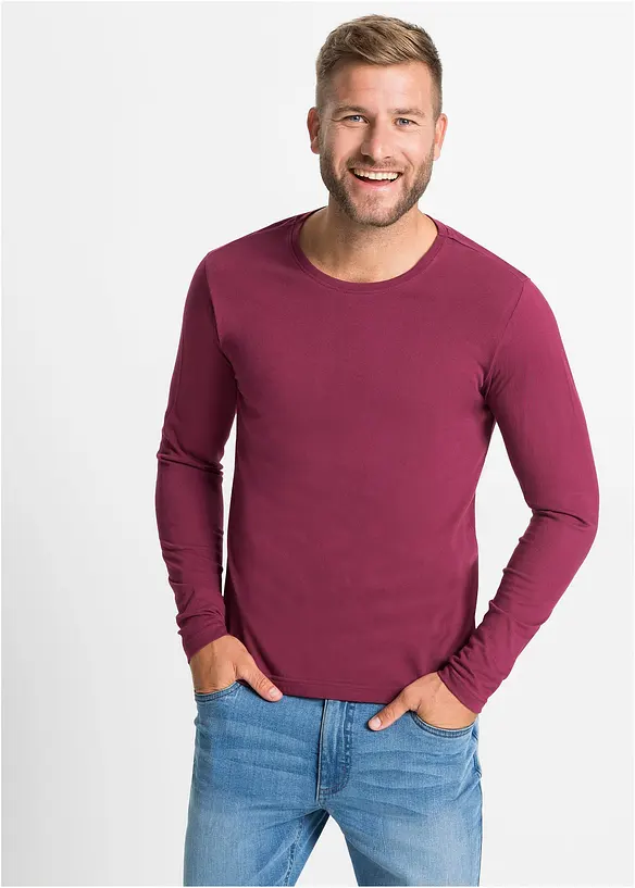 Langarmshirt in Regular Fit (3er Pack) in grau von vorne (im Anschnitt) - bonprix