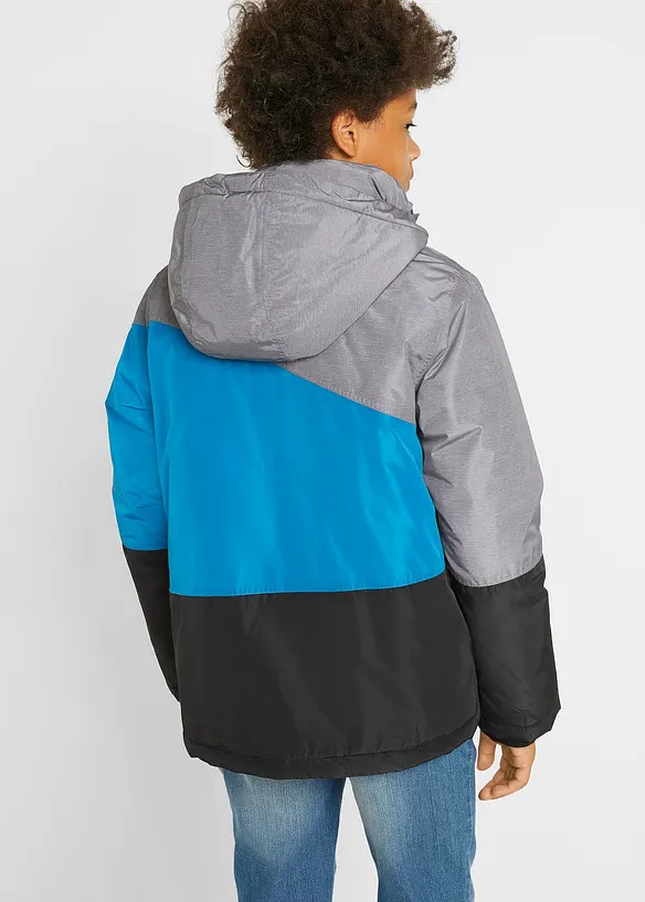 wasserdichte Winterjacke im Colourblocking mit Kapuze in schwarz von hinten (im Anschnitt) - bonprix