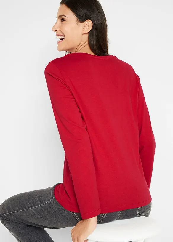 Langarmshirt mit Weihnachtsmotiv in rot von hinten (im Anschnitt) - bonprix Langarmshirt mit Weihnachtsmotiv in rot von hinten (im Anschnitt) - bonprix