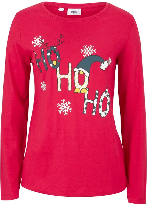 Langarmshirt mit Weihnachtsmotiv in rot von vorne - bonprix Langarmshirt mit Weihnachtsmotiv in rot von vorne - bonprix