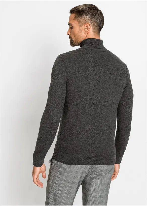 Rollkragenpullover aus weichem Kaschmir-Mix in grau von hinten (im Anschnitt) - bonprix