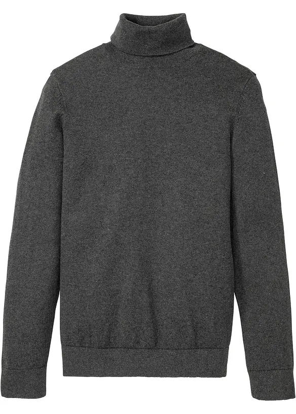 Rollkragenpullover mit Kaschmir in grau von vorne - bonprix