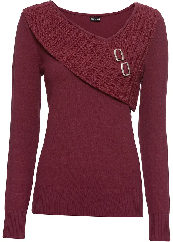 Feinstrickpullover aus Baumwoll-Mix in rot von vorne - bonprix Feinstrickpullover aus Baumwoll-Mix in rot von vorne - bonprix