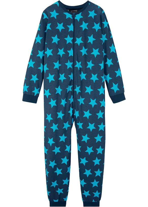 Kinder Schlafoverall aus Bio-Baumwolle in blau von vorne - bpc bonprix collection