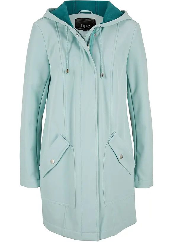 Softshell-Parka mit Kapuze in blau von vorne - bonprix