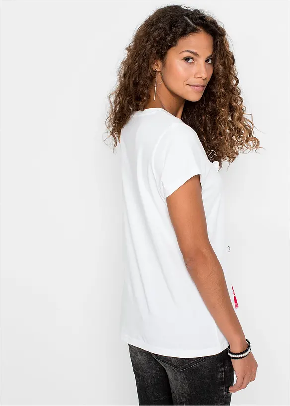T-Shirt aus reiner Baumwolle in weiß von hinten (im Anschnitt) - bonprix