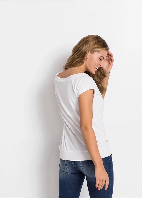 Shirt mit Sternenprint in weiß von hinten (im Anschnitt) - bonprix