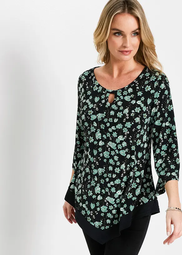 Shirt-Tunika in grün von vorne (im Anschnitt) - bonprix