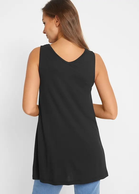 Long-Top aus Viskose-Mix in schwarz von hinten (im Anschnitt) - bonprix
