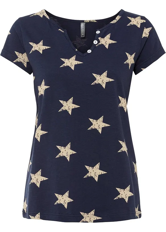 Shirt mit Sternen in blau von vorne - bonprix