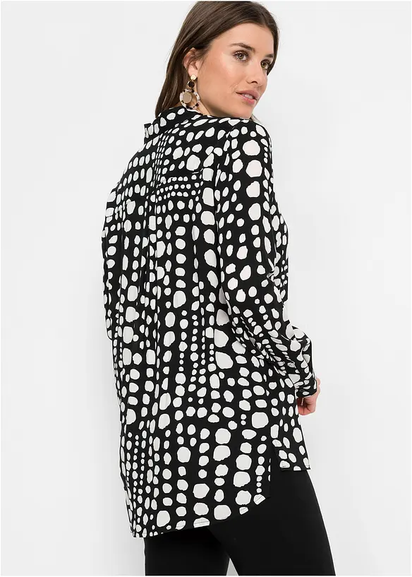 bedruckte Longbluse aus fließender Viskose in schwarz von hinten (im Anschnitt) - bonprix bedruckte Longbluse aus fließender Viskose in schwarz von hinten (im Anschnitt) - bonprix