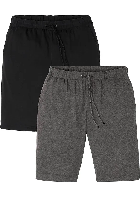 Jersey-Shorts (2er Pack) in schwarz von vorne - bonprix