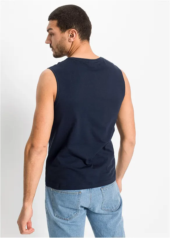 Muskel-Shirt aus hautfreundlicher Bio-Baumwolle (2er Pack) in blau von hinten (im Anschnitt) - bonprix