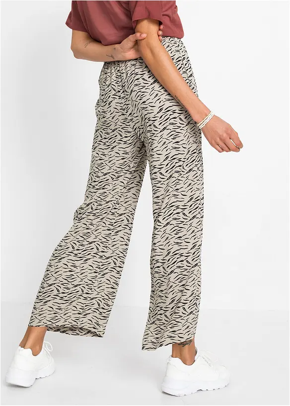 Bedruckte Palazzo-Hose in beige von hinten - bonprix
