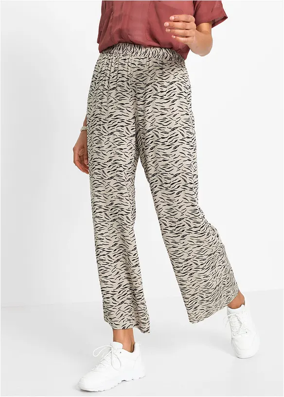 Bedruckte Palazzo-Hose in beige von vorne - bonprix