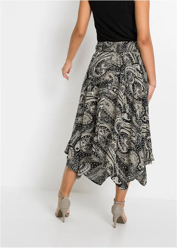Asymmetrischer Midirock aus reiner Viskose in schwarz von hinten - bonprix Asymmetrischer Midirock aus reiner Viskose in schwarz von hinten - bonprix