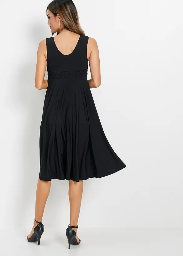 Jerseykleid mit V-Ausschnitt in schwarz von hinten (Totalaufnahme) - bonprix