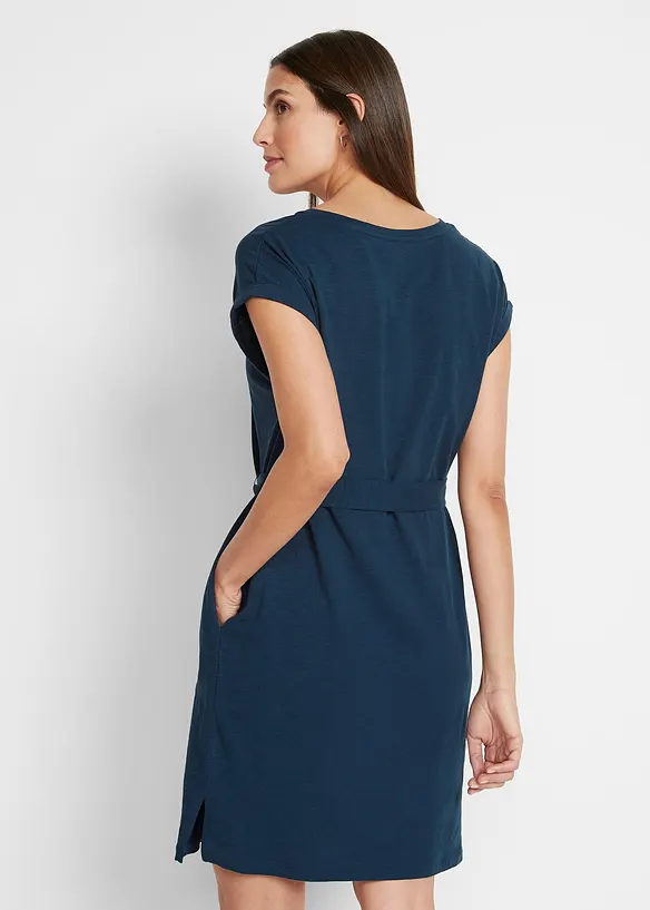 Shirtkleid aus reiner Baumwolle in blau von hinten (Totalaufnahme) - bonprix
