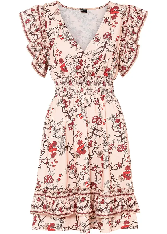 Jerseykleid mit Volant in orange von vorne - bonprix Jerseykleid mit Volant in orange von vorne - bonprix