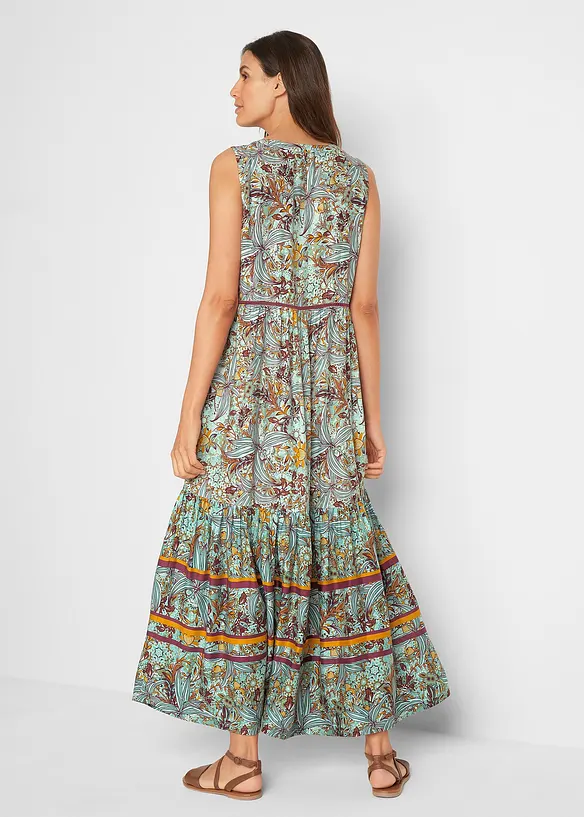 Maxikleid aus fließender Viskose in grün von hinten (Totalaufnahme) - bonprix Maxikleid aus fließender Viskose in grün von hinten (Totalaufnahme) - bonprix