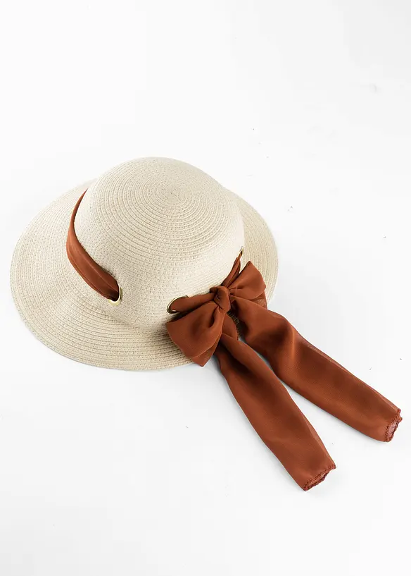 Sonnenhut mit Schleife in beige - bonprix