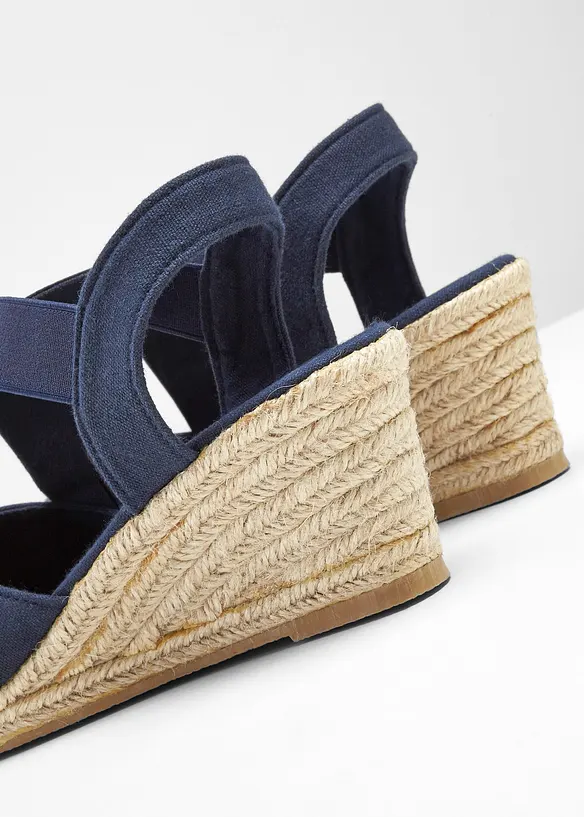 Keilpumps mit elastischen Riemen in blau - bonprix