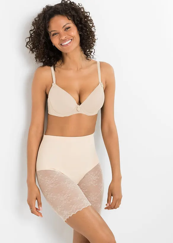 Medium Shape-Radlerhose mit Spitze in beige von vorne (Totalaufnahme) - bonprix Medium Shape-Radlerhose mit Spitze in beige von vorne (Totalaufnahme) - bonprix