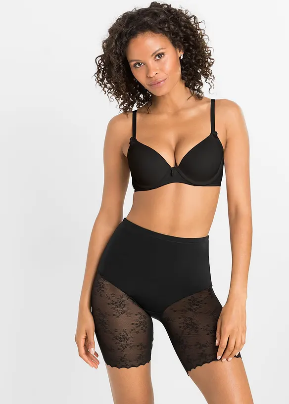 Medium Shape-Radlerhose mit Spitze in schwarz von vorne (Totalaufnahme) - bonprix Medium Shape-Radlerhose mit Spitze in schwarz von vorne (Totalaufnahme) - bonprix