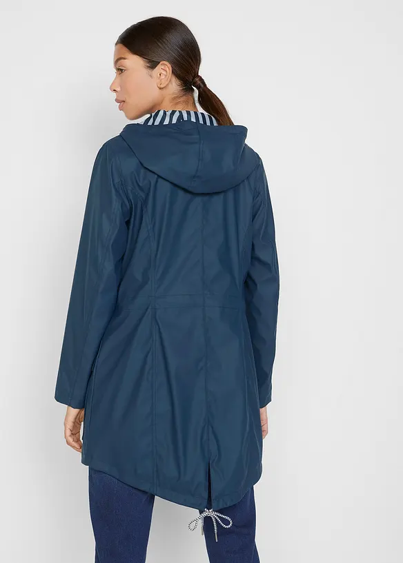 wasserabweisende Regenjacke in blau von hinten (im Anschnitt) - bonprix