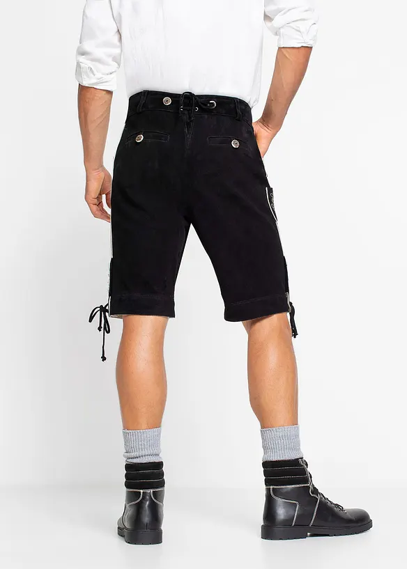 Regular Fit Trachtenhose aus Leder in schwarz von hinten - bonprix