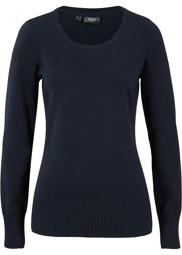 Basic Pullover mit recycelter Baumwolle in blau von vorne - bonprix Basic Pullover mit recycelter Baumwolle in blau von vorne - bonprix