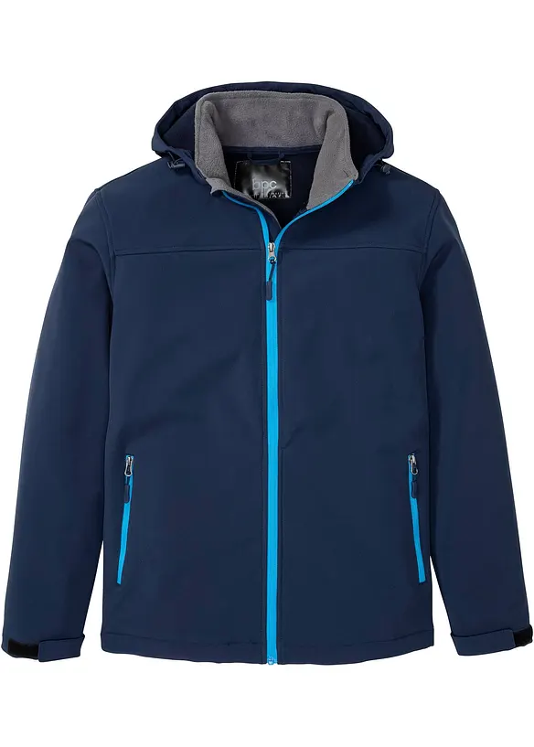 Wasserabweisende Softshelljacke in blau von vorne - bonprix