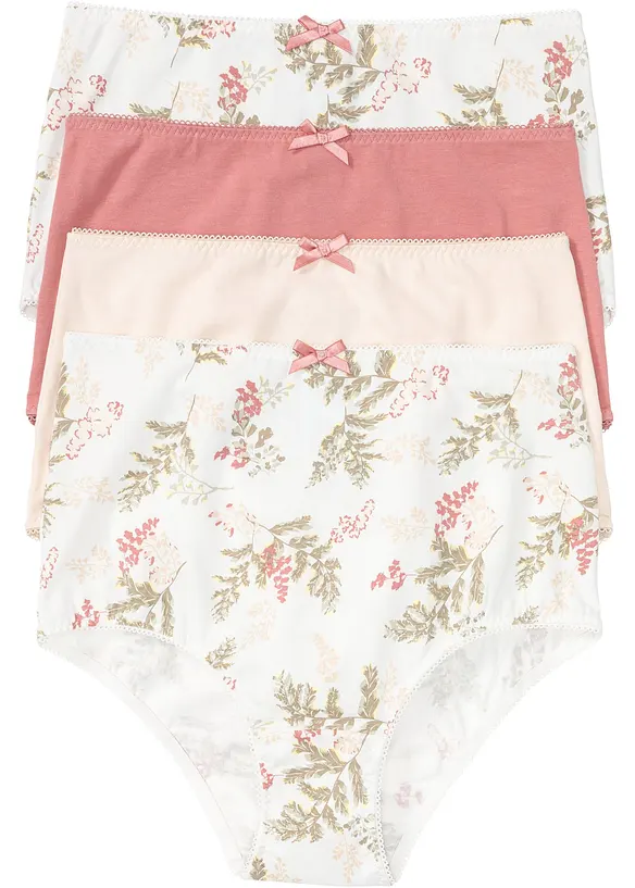 Highwaist Slip mit Bio-Baumwolle (4er Pack) in weiß von vorne - bonprix