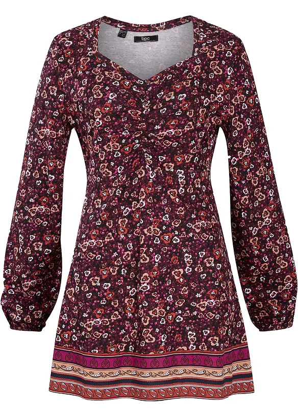 Shirt-Tunika aus Baumwoll-Viskose-Mix in schwarz von vorne - bonprix