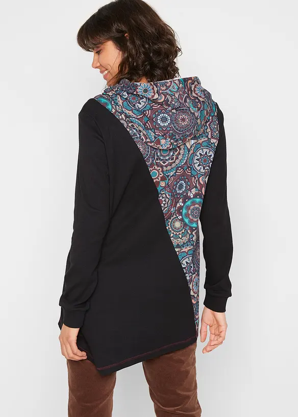 Kapuzenshirt aus reiner Baumwolle in schwarz von hinten (im Anschnitt) - bonprix Kapuzenshirt aus reiner Baumwolle in schwarz von hinten (im Anschnitt) - bonprix
