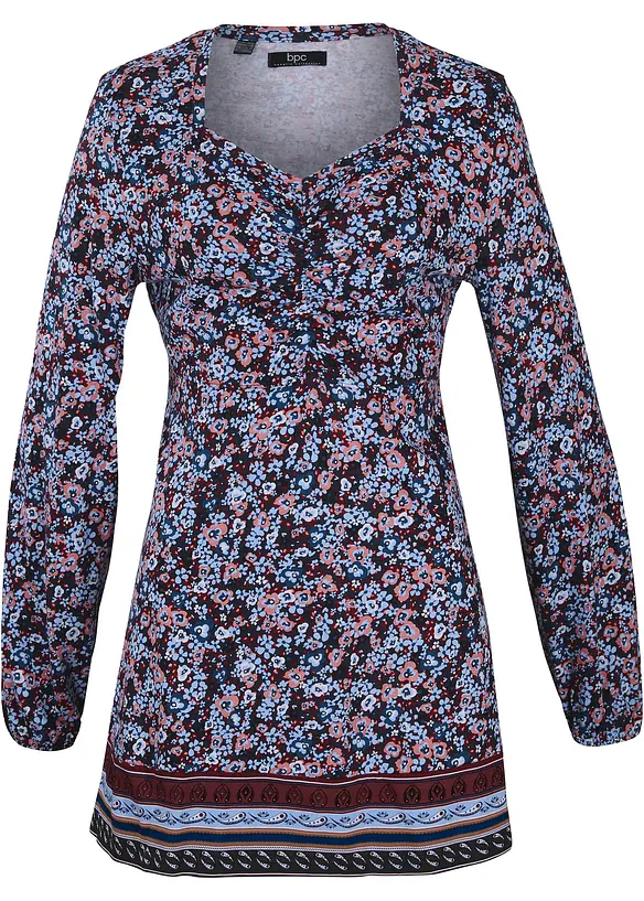 Shirt-Tunika aus Baumwoll-Viskose-Mix in blau - bonprix
