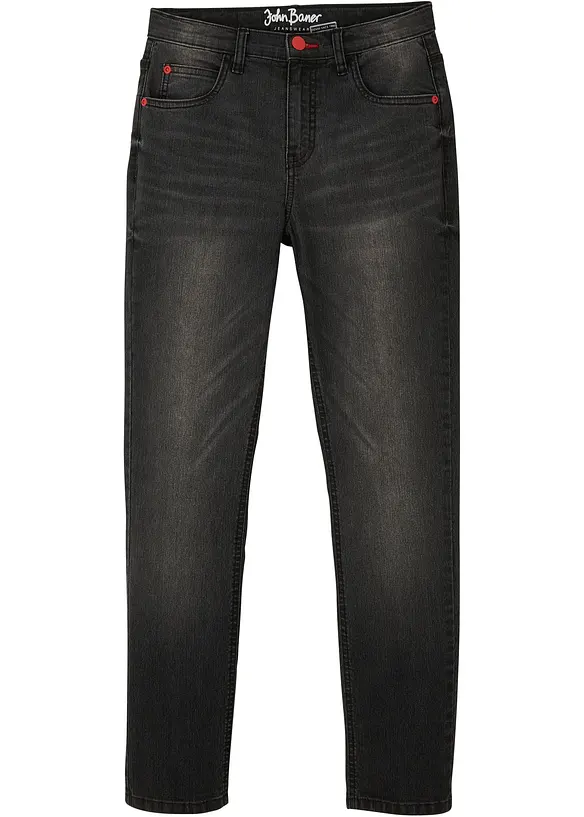 Jungen Jeans mit cooler Waschung, Slim Fit in grau von vorne - bonprix