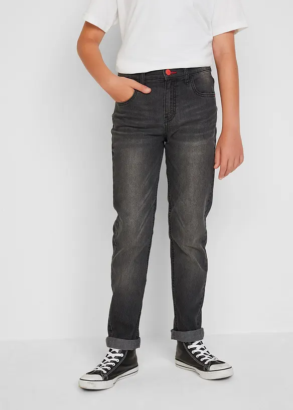 Jungen Jeans mit cooler Waschung, Slim Fit in grau von vorne - bonprix